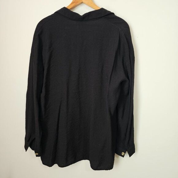 EUC TIME AND TRU BLACK HALF BUTTONED OVERSIZED SHIRT SIZE L WOMENS - Picture 4 of 12